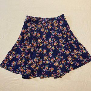 So Blue Floral Womens Skater Skirt Size Medium Made in USA